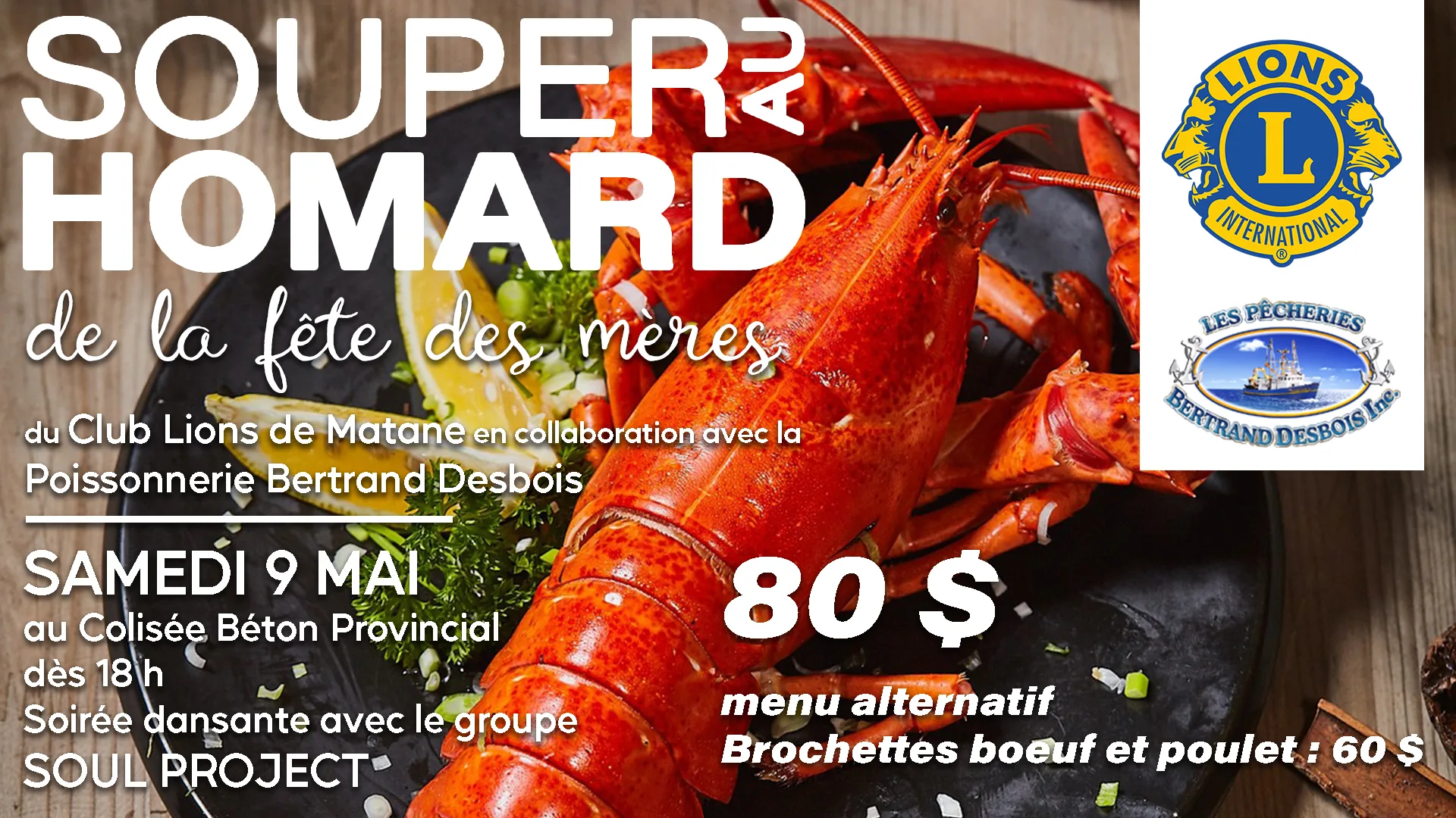 Souper au homard de la fête des mères annuel du Club Lions de Matane