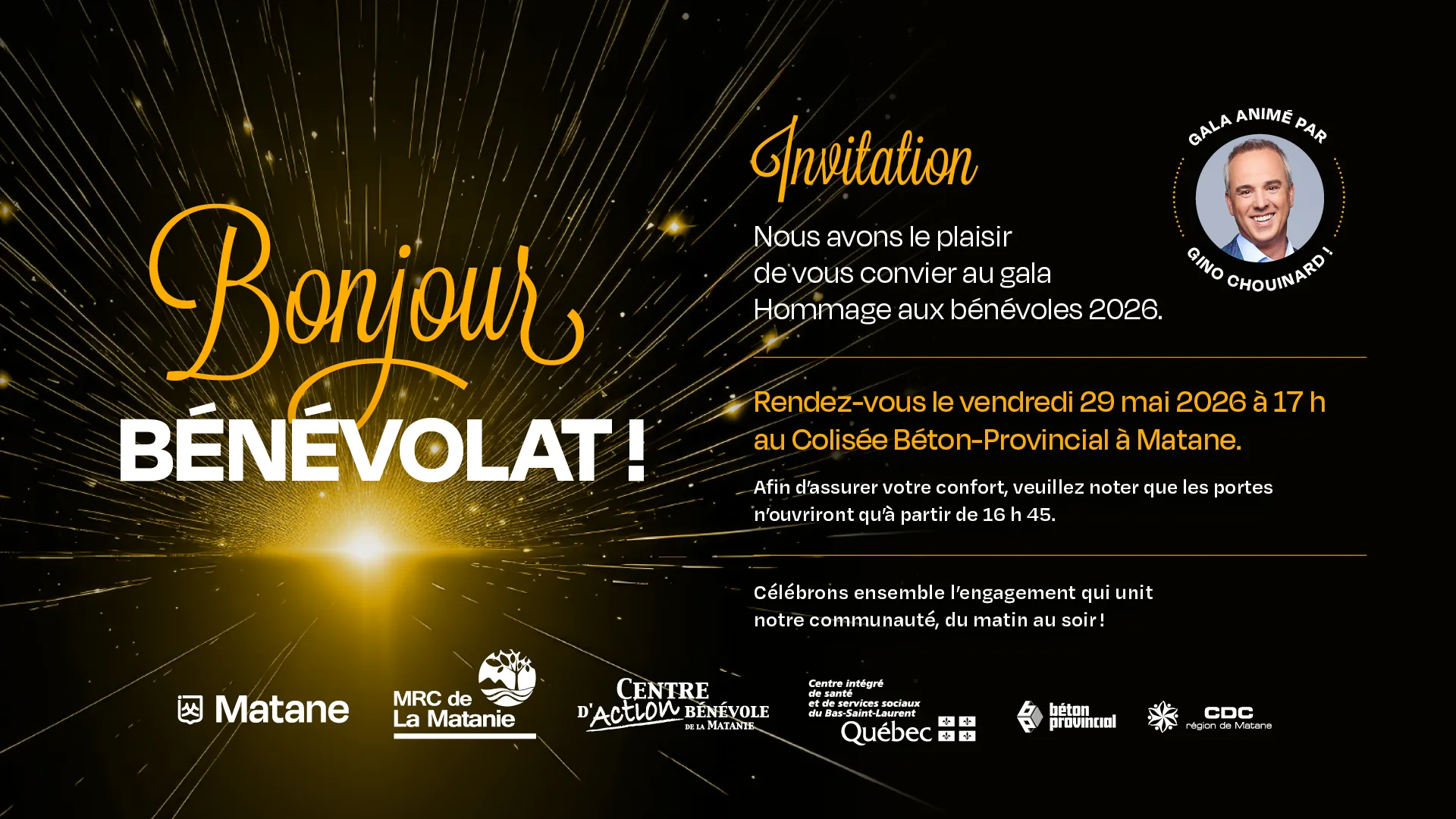 Invitation gala hommage aux bénévoles 2026