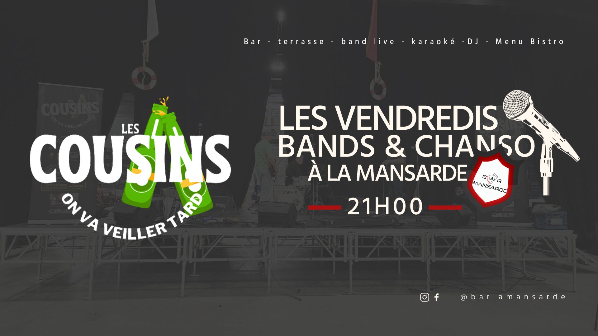 Les cousins en formule Full Band au bar La Mansarde de Matane