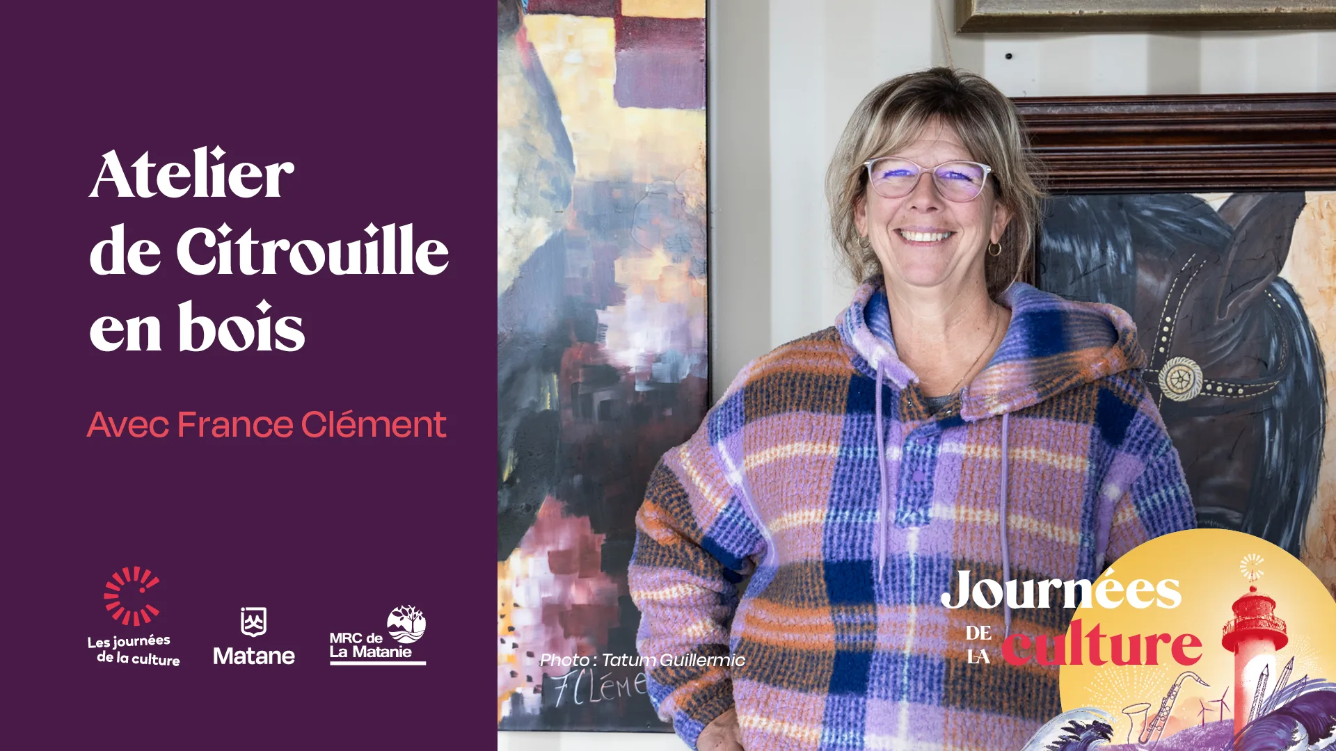 Journées de la culture atelier de citrouille en bois avec France Clément