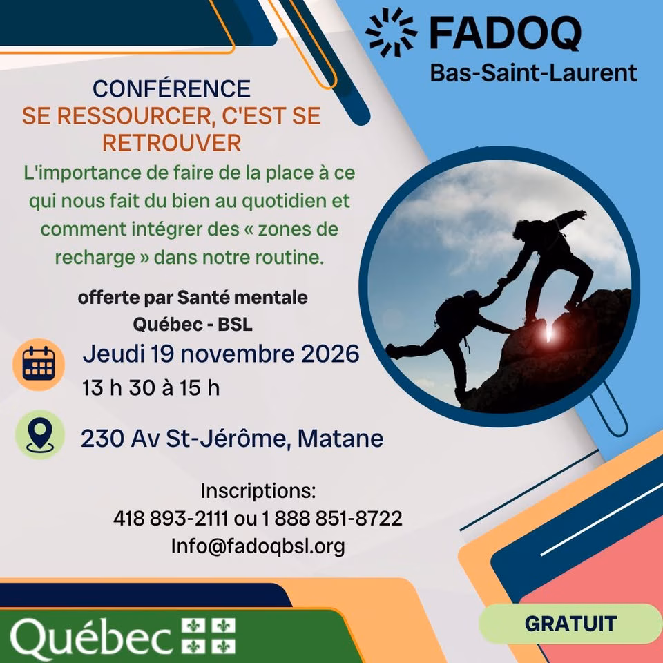 Conférence par Santé mentale Québec